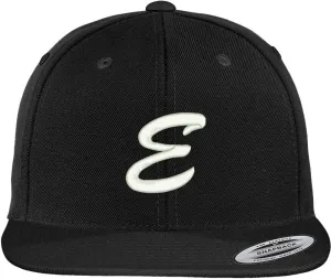 Trendy Apparel Shop Letter E Brushed Script Embroidered Flat Bill Snapback Baseball Cap