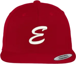 Trendy Apparel Shop Letter E Brushed Script Embroidered Flat Bill Snapback Baseball Cap