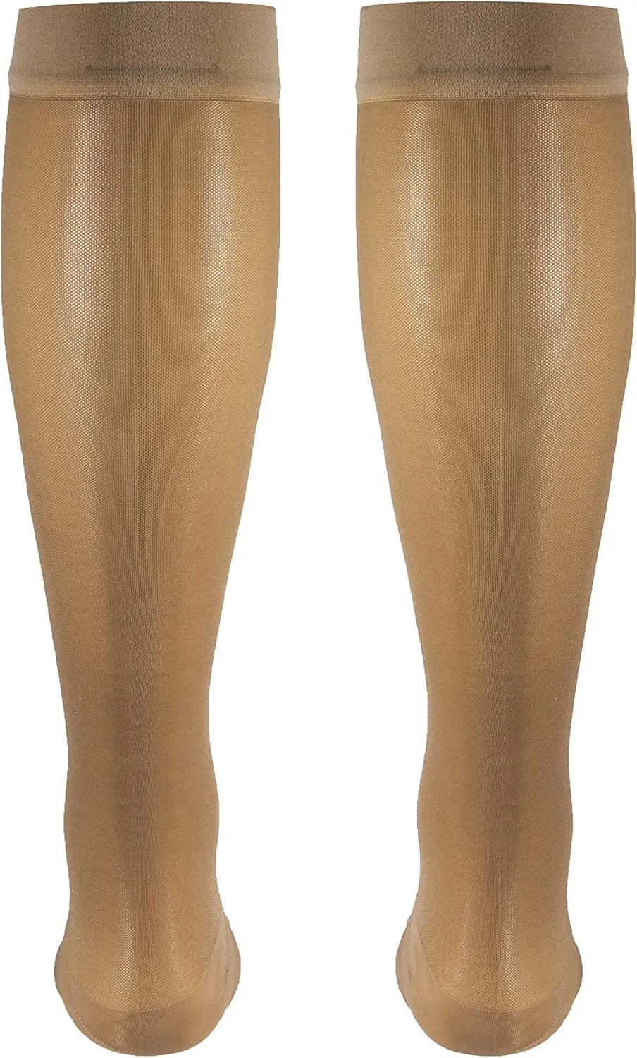 Truform Sheer Compression Stockings, 15-20 mmHg, Women's Knee High Length, Open Toe, 20 Denier, Beige, Medium