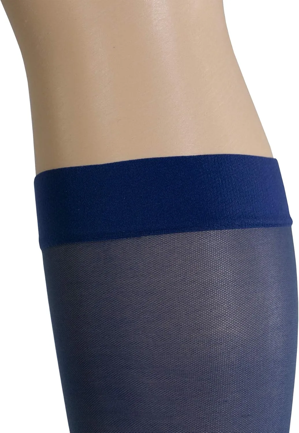Truform Sheer Compression Stockings, 15-20 mmHg, Women's Knee High Length, Open Toe, 20 Denier, Blue, Medium
