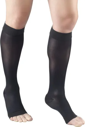 Truform Sheer Compression Stockings, 15-20 mmHg, Women's Knee High Length, Open Toe, 20 Denier, Charcoal, Medium