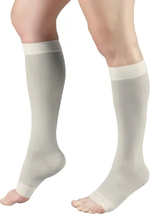 Truform Sheer Compression Stockings, 15-20 mmHg, Women's Knee High Length, Open Toe, 20 Denier, Ivory, Medium