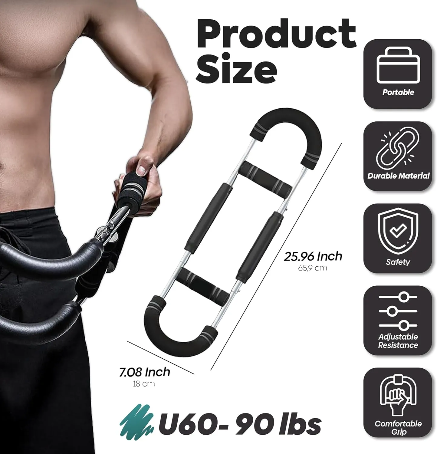 Twister Arm Exerciser, Adjustable Chest Expander & Shoulder Muscle Forearm Triceps Strength Training Portable Gym Equipment, Home Fitness Arm Enhanced Chest Workout Bar