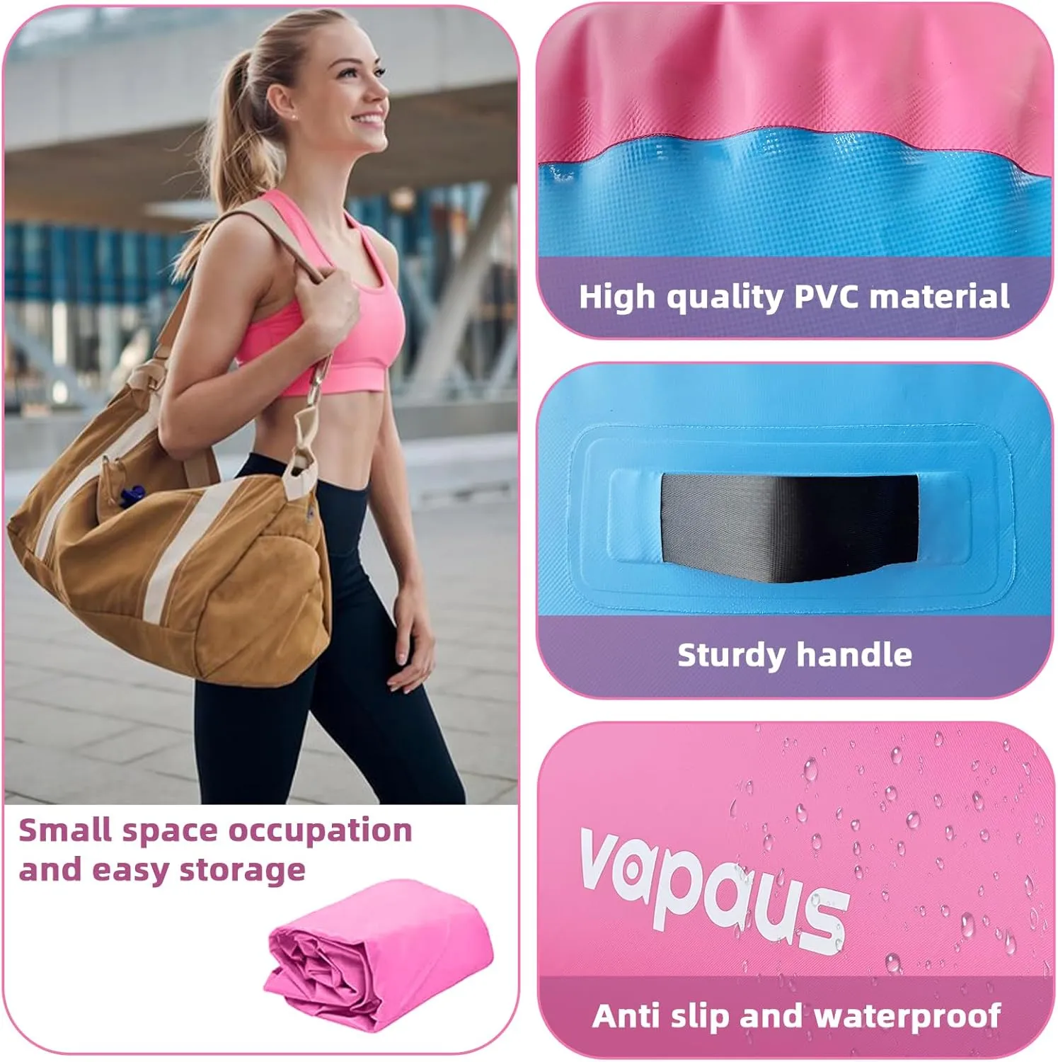 Vapaus Gymnastics Air Barrel Inflatable Tumbling Roller Mat Back Handspring Trainer Air Tumbler Octagon Barrel Gymnastics Equipment for Tumble Track Cheerleading Yoga Training Durable AntiSlip Double Seal Without Pump
