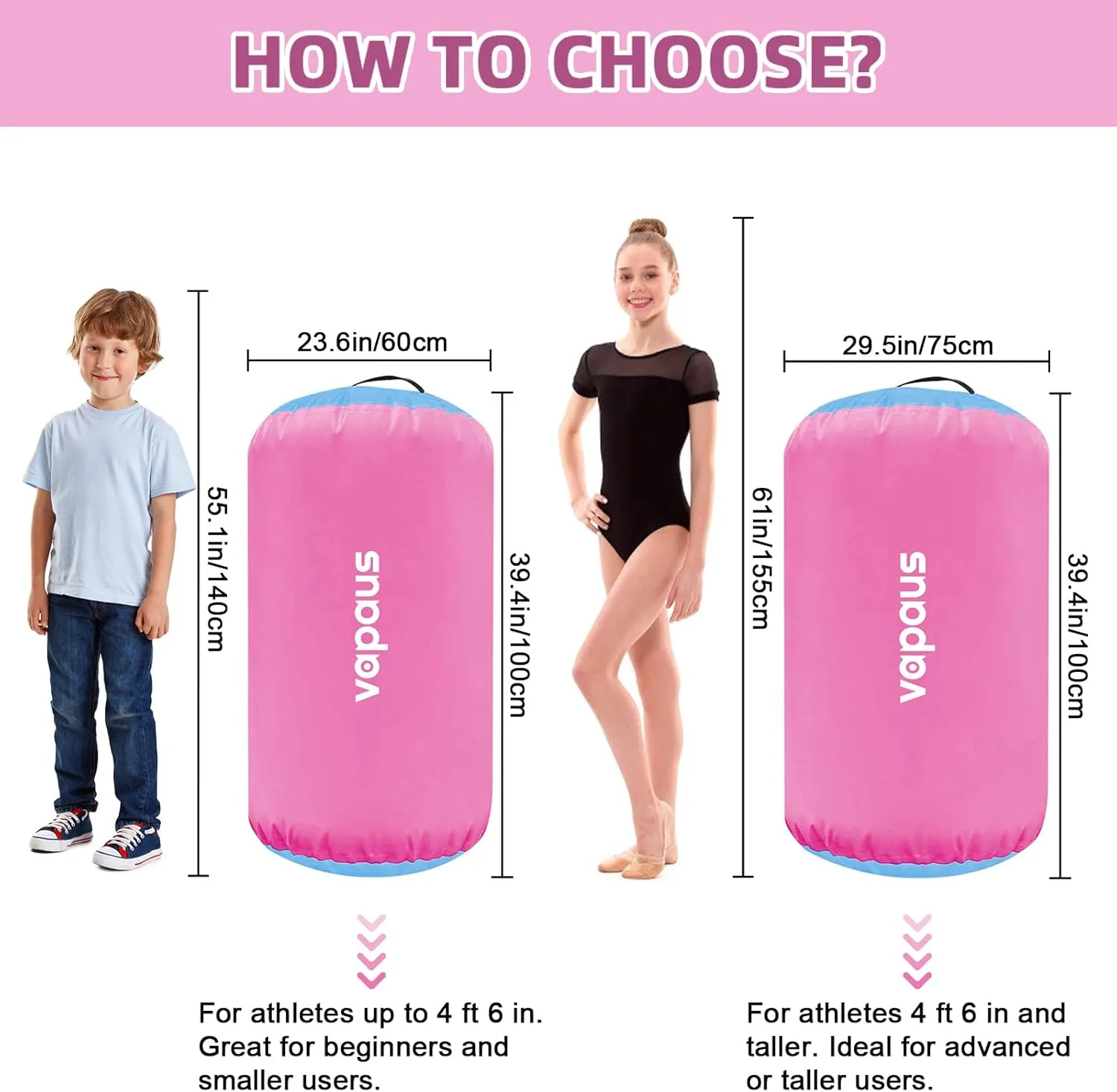 Vapaus Gymnastics Air Barrel Inflatable Tumbling Roller Mat Back Handspring Trainer Air Tumbler Octagon Barrel Gymnastics Equipment for Tumble Track Cheerleading Yoga Training Durable AntiSlip Double Seal Without Pump