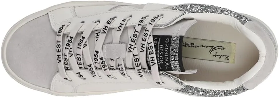 Vintage Havana Womens Bounce Perforated Metallic Lace Up Sneakers Shoes Casual - White