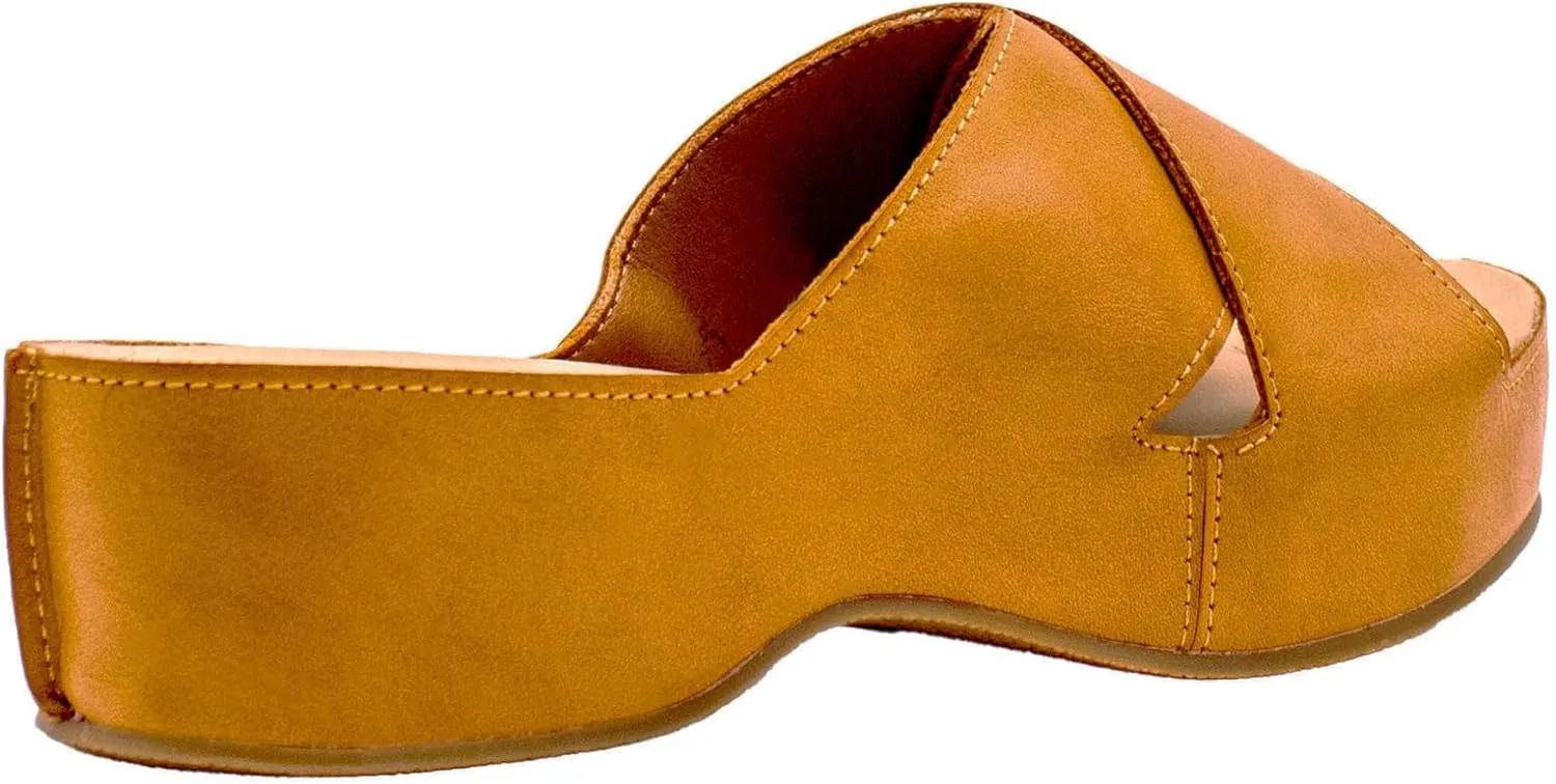 VOLATILE Womens Edith Platform Slide Casual Sandals Casual Low Heel 1-2" - Brown