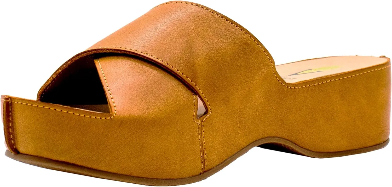 VOLATILE Womens Edith Platform Slide Casual Sandals Casual Low Heel 1-2" - Brown