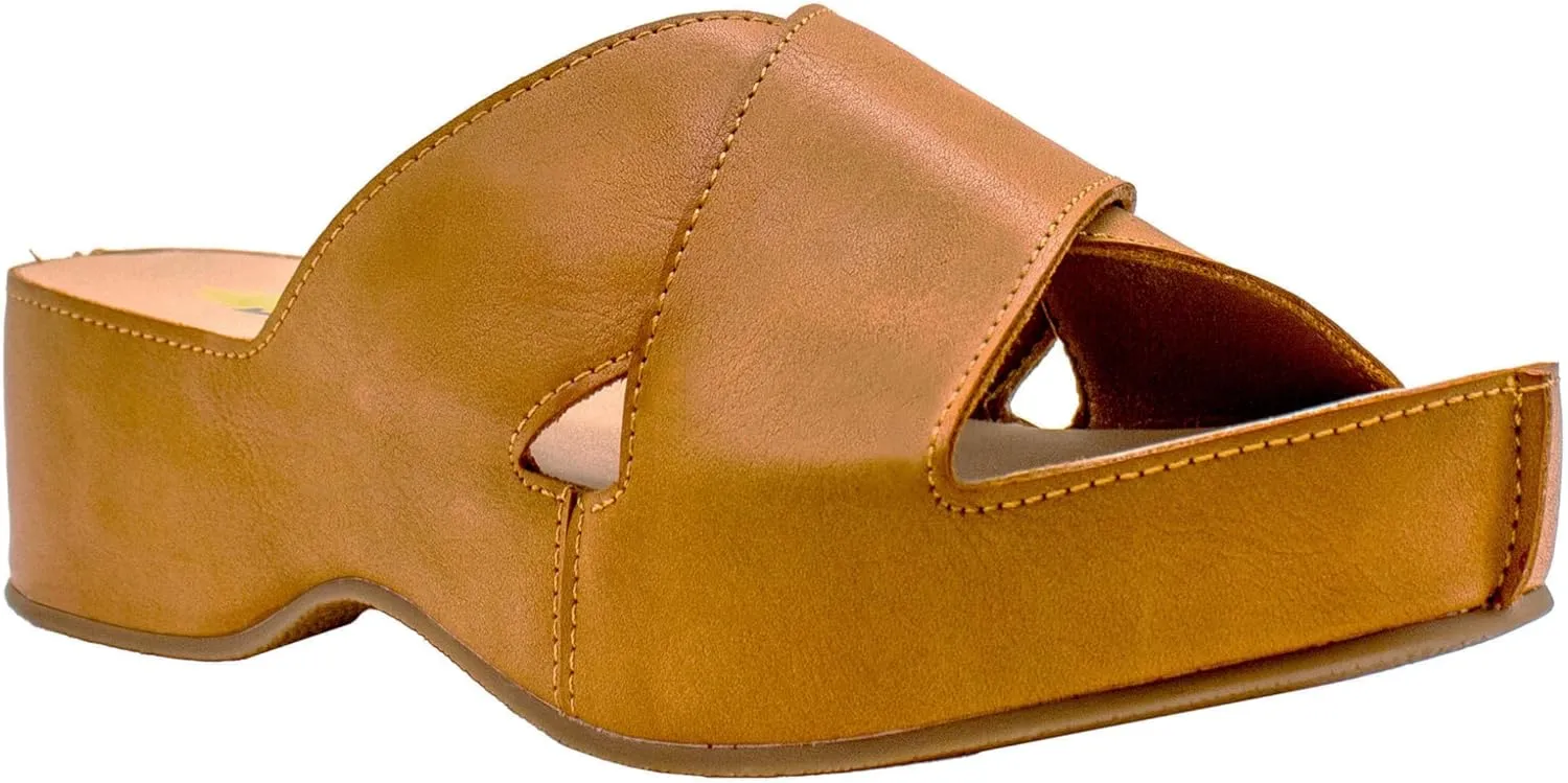 VOLATILE Womens Edith Platform Slide Casual Sandals Casual Low Heel 1-2" - Brown
