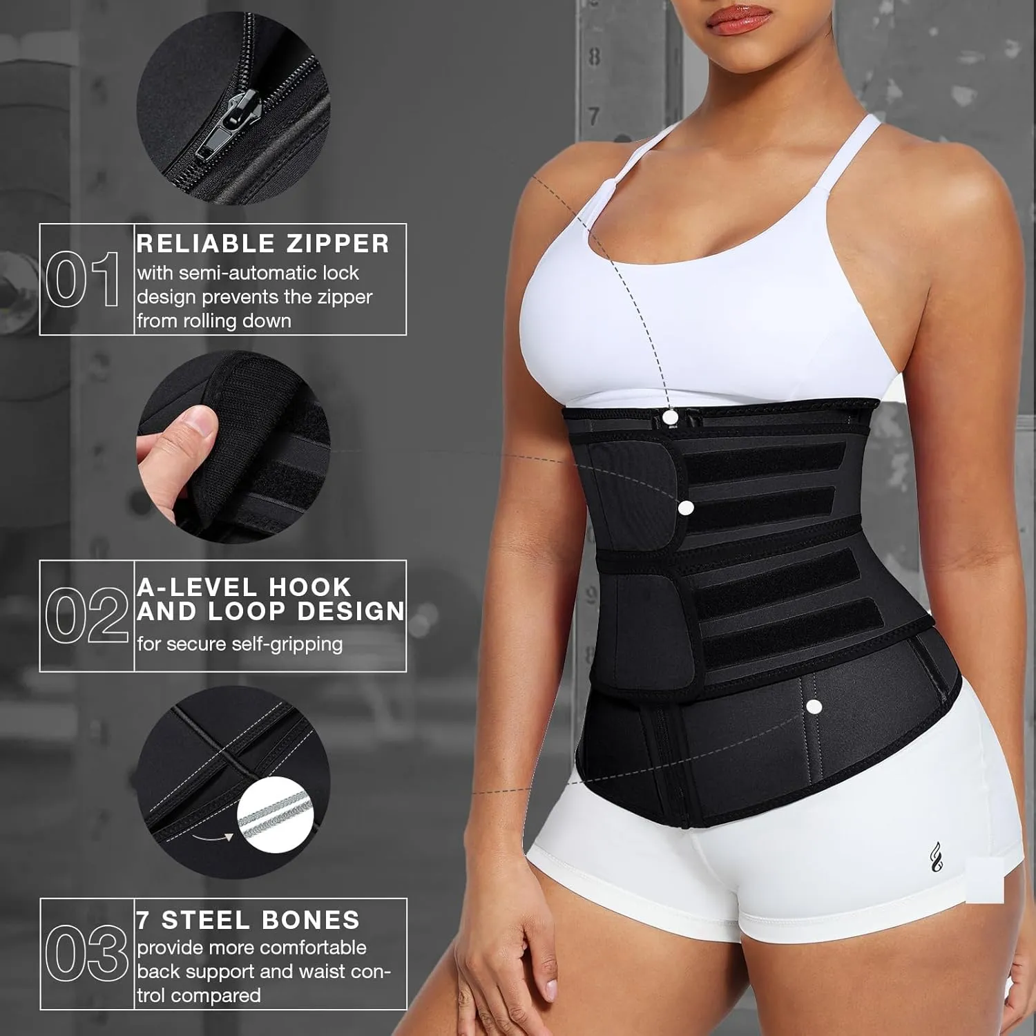 Waist Trainer Double Belt Corset Plus Size Cincher Trimmer Belt with Zip Body Shaper for Women