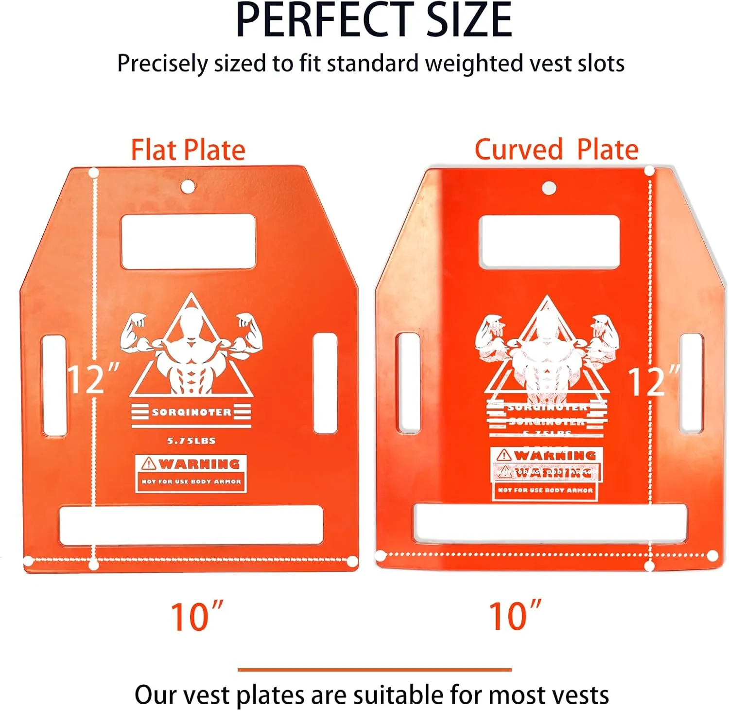 Weight Vest Plates - 8.75lb/5.75lb Pairs-Curved and Flat Weighted Vest Plates-for Strength Training, Heavy Workout, Fitness