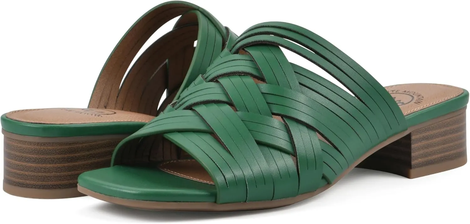 WHITE MOUNTAIN Women's Alluvia Low Block Heel Woven Sandal