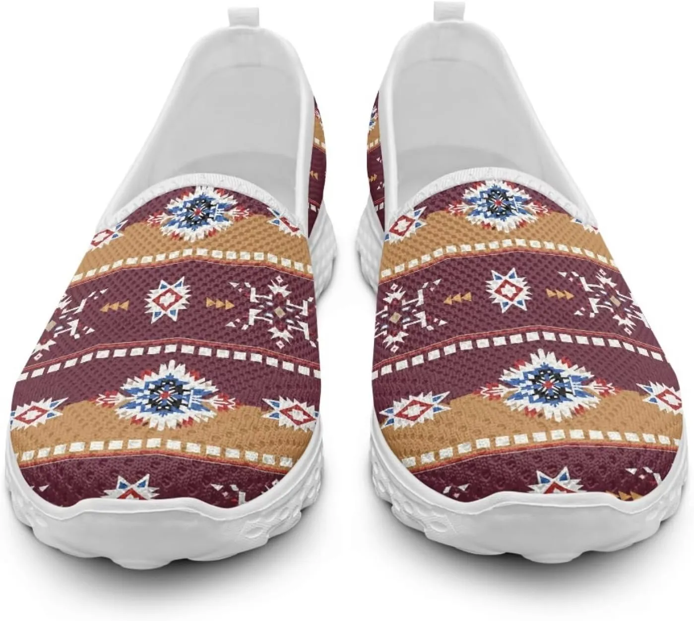 Women' Slip on Flats Mesh Sock Sneakers Lightweight Round Toe Loafer Shoes Western Style Walking Tennis Shoes