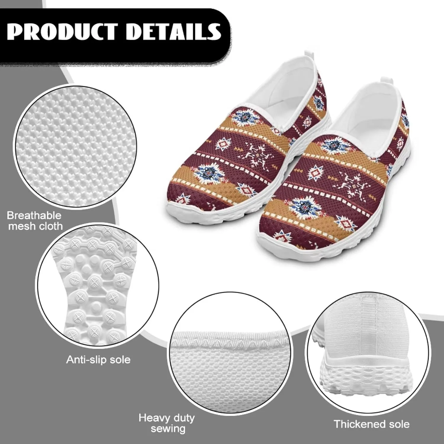 Women' Slip on Flats Mesh Sock Sneakers Lightweight Round Toe Loafer Shoes Western Style Walking Tennis Shoes