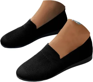 Women's Ballet Flats Soft Knit Lightweight Round Toe Slip On Comfort Ballerina Flat Shoes for Walking Low Wedge Soft