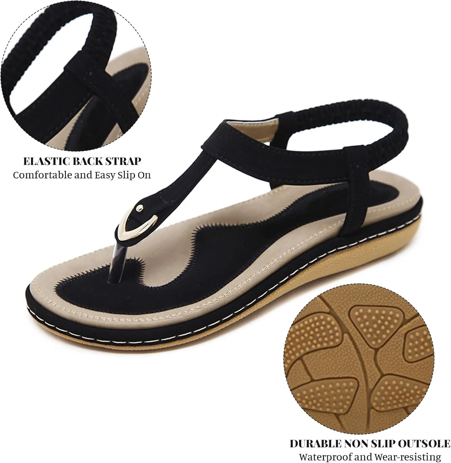 Women's Bohemia Flip Flops Summer Beach T-Strap Flat Sandals Dressy Casual T-Strap Flip Flop Thong Flats Sandals Comfortable Walking Walking Shoes