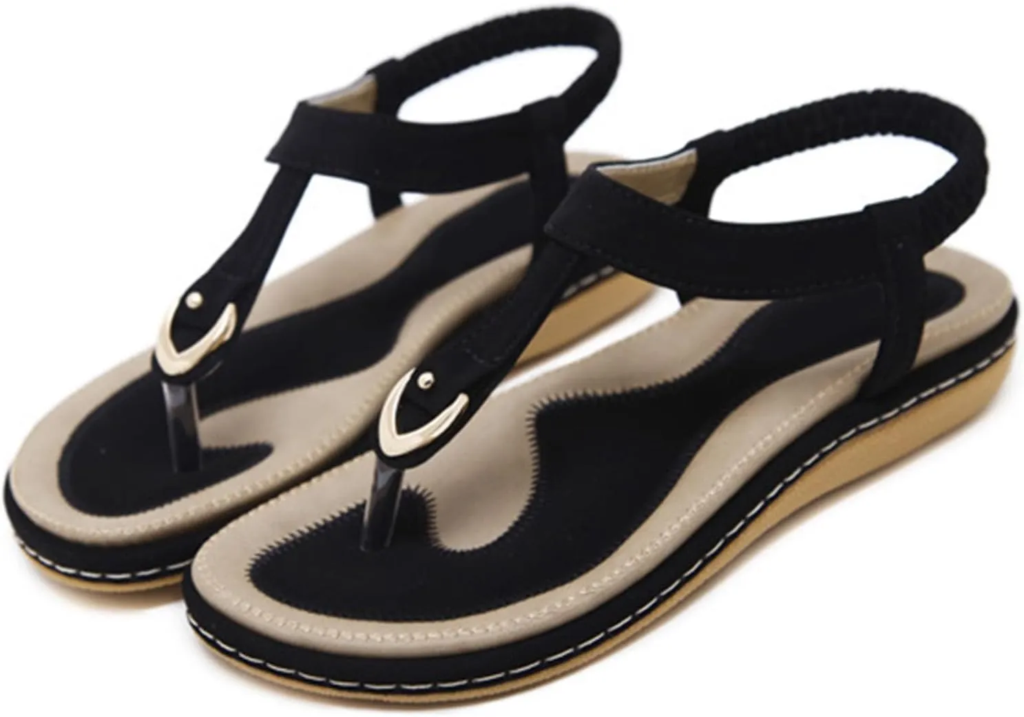 Women's Bohemia Flip Flops Summer Beach T-Strap Flat Sandals Dressy Casual T-Strap Flip Flop Thong Flats Sandals Comfortable Walking Walking Shoes
