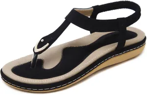 Women's Bohemia Flip Flops Summer Beach T-Strap Flat Sandals Dressy Casual T-Strap Flip Flop Thong Flats Sandals Comfortable Walking Walking Shoes
