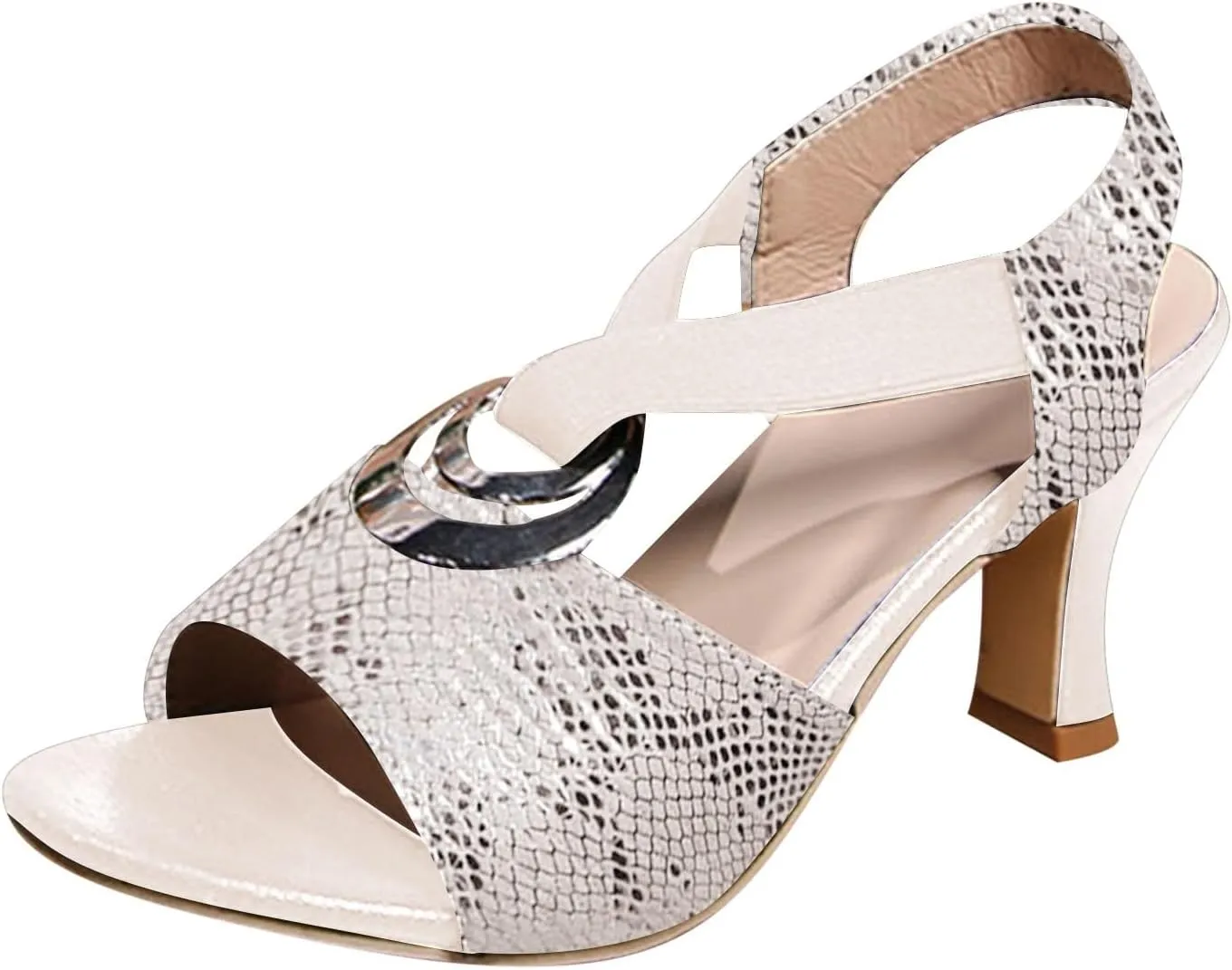 Womens Chunky Heel Open Toe Ankle Strap Backling High Heel Sandals 2025 Trendy Rhinestones Comfortable Sandals for Women