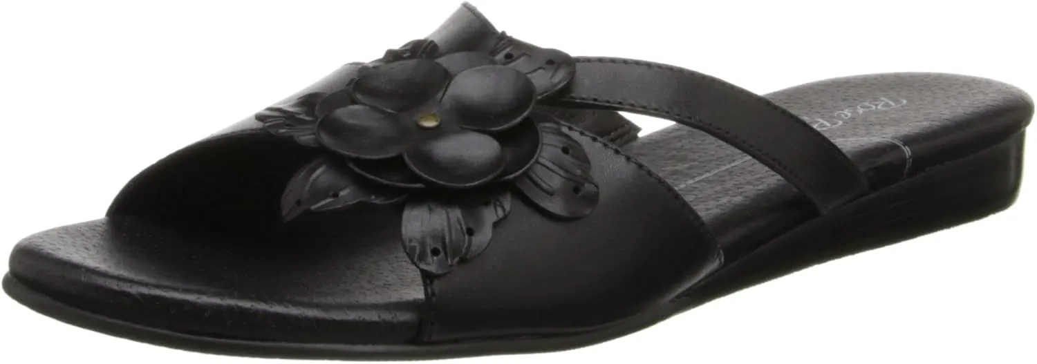 Women's Fiji Dress Sandal,Black Soft Maia Leather,5.5 XW US