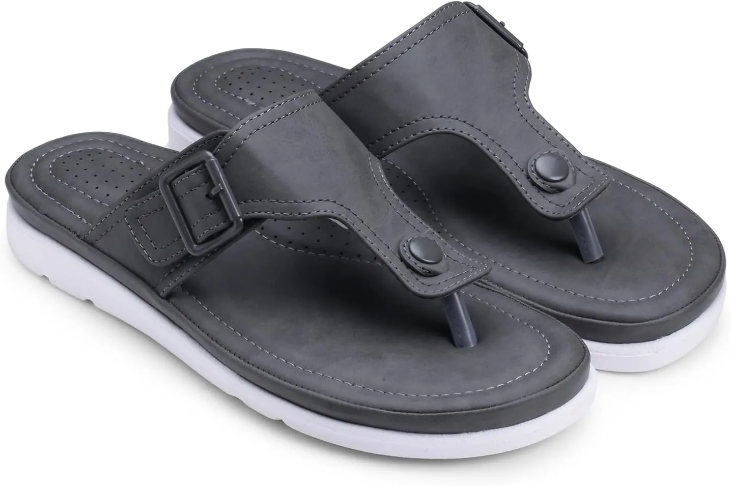 Womens Flat Memory Foam Slippers/Flip-Flops Fashion Stylish Casual Comfortable Diabetic Orthopedic Lightweight Synthetic Slip-on Sandals with Adjustable Buckle for Girls/Ladies D-630
