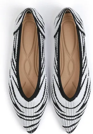 Women's Flats Shoes Pointed Toe Knit Ballet Comfortable Dressy Slip On Flat