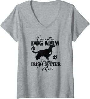 Womens Irish Setter Dog Lover Gifts Love Mom Funny Dog Mother's Day V-Neck T-Shirt