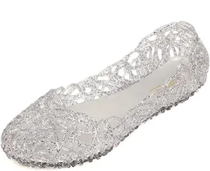 Women's Jelly Shoes Flat Slip On Sandals Hollow Out Ballet Flat