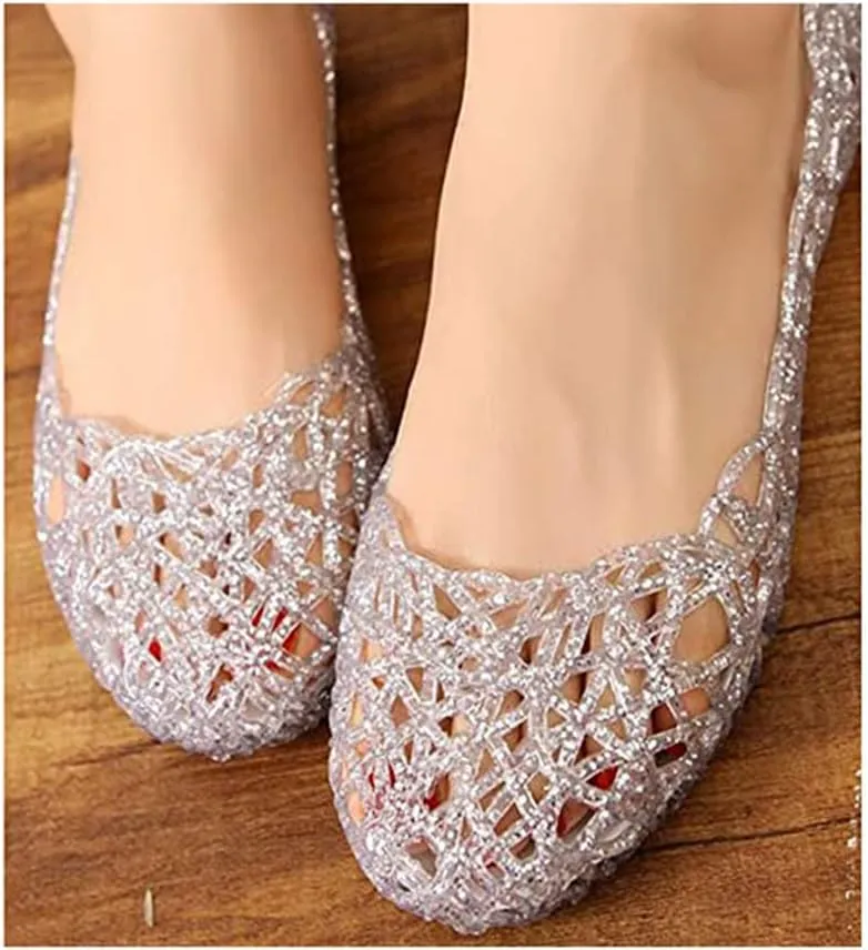 Women's Jelly Shoes Flat Slip On Sandals Hollow Out Ballet Flat