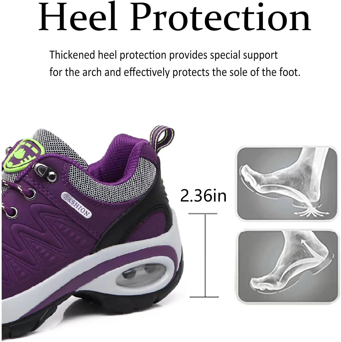 Women's Leather Lace Up Air Cushion Orthopedic Hiking Shoes Lightweight Comfortable Waterproof Arch Support Platform Outdoors Casual Walking Sneakers for Trekking Camping Tennis