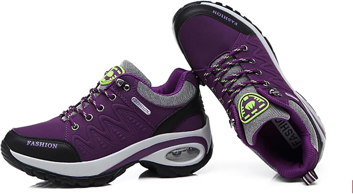 Women's Leather Lace Up Air Cushion Orthopedic Hiking Shoes Lightweight Comfortable Waterproof Arch Support Platform Outdoors Casual Walking Sneakers for Trekking Camping Tennis