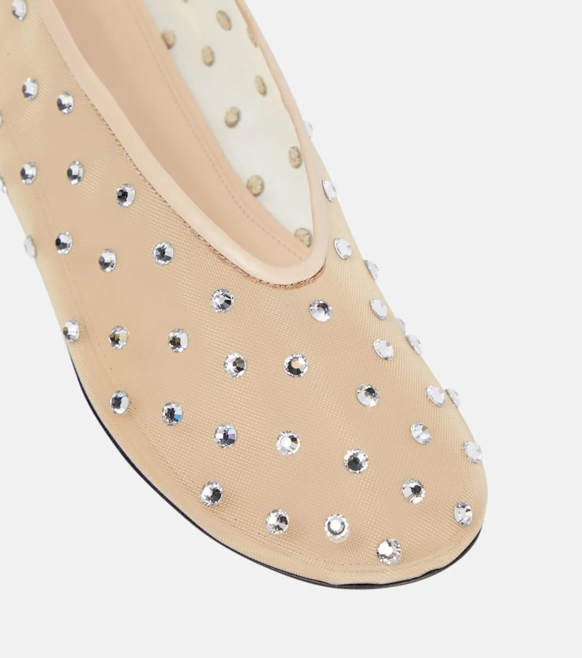 Women's Mesh Ballet Flat Shoes with Glitter Rhinestone Crystal Ballerina Flats Closed Square Toe Comfortable Casual Dress Mary Jane Shoes Ladies