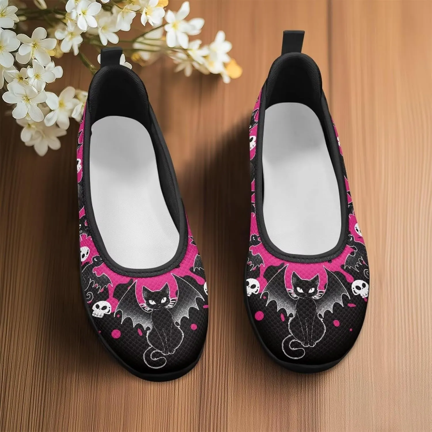 Womens Mesh Flats Slip On Casual Comfortable Walking Shoes Drive Flat Shoes for Outdoor Black Sole Size 6-11