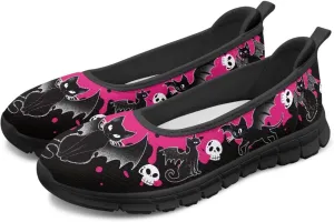 Womens Mesh Flats Slip On Casual Comfortable Walking Shoes Drive Flat Shoes for Outdoor Black Sole Size 6-11