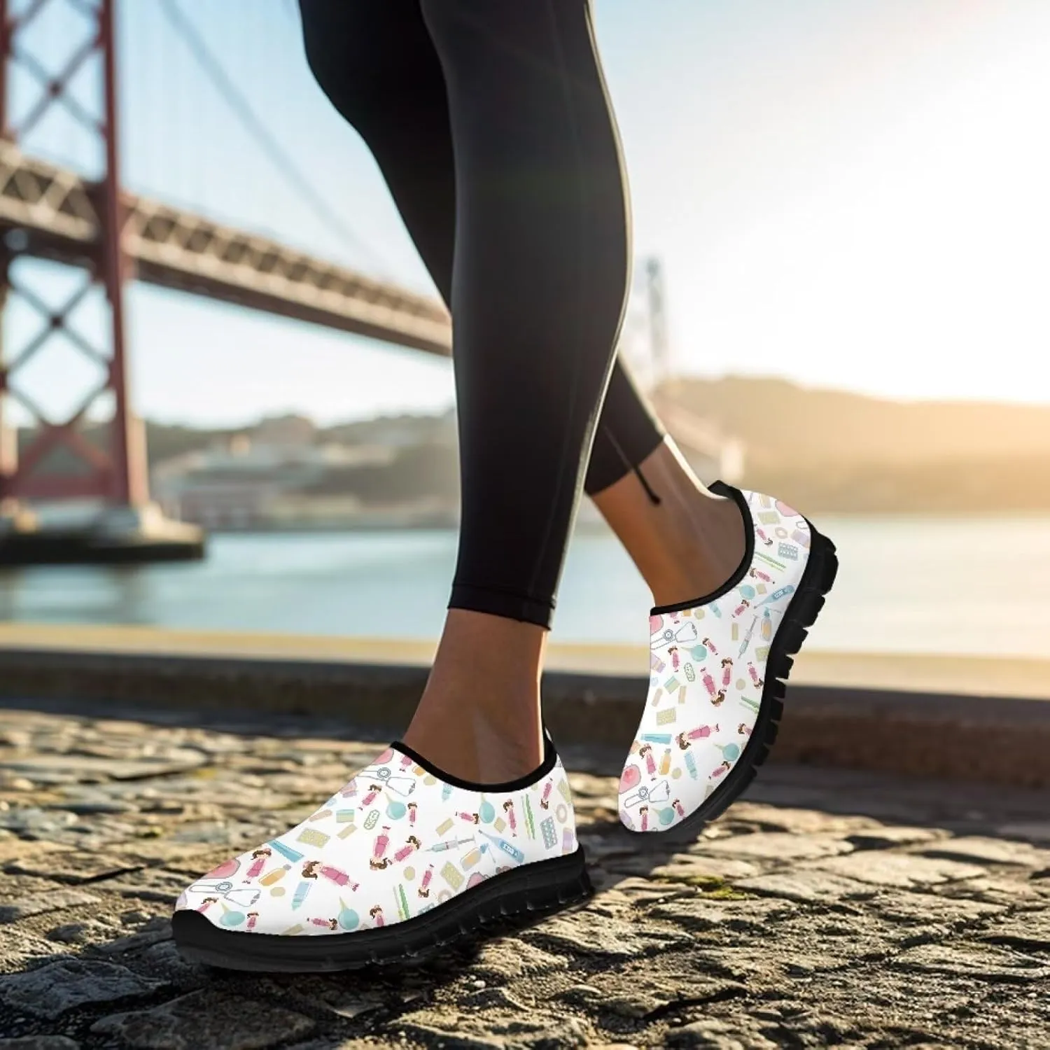 Women's Nurse Slip On Shoes Low-Cut Comfortable Casual Walking Flat Loafers Outdoor Non Slip Sports Running Sneakers