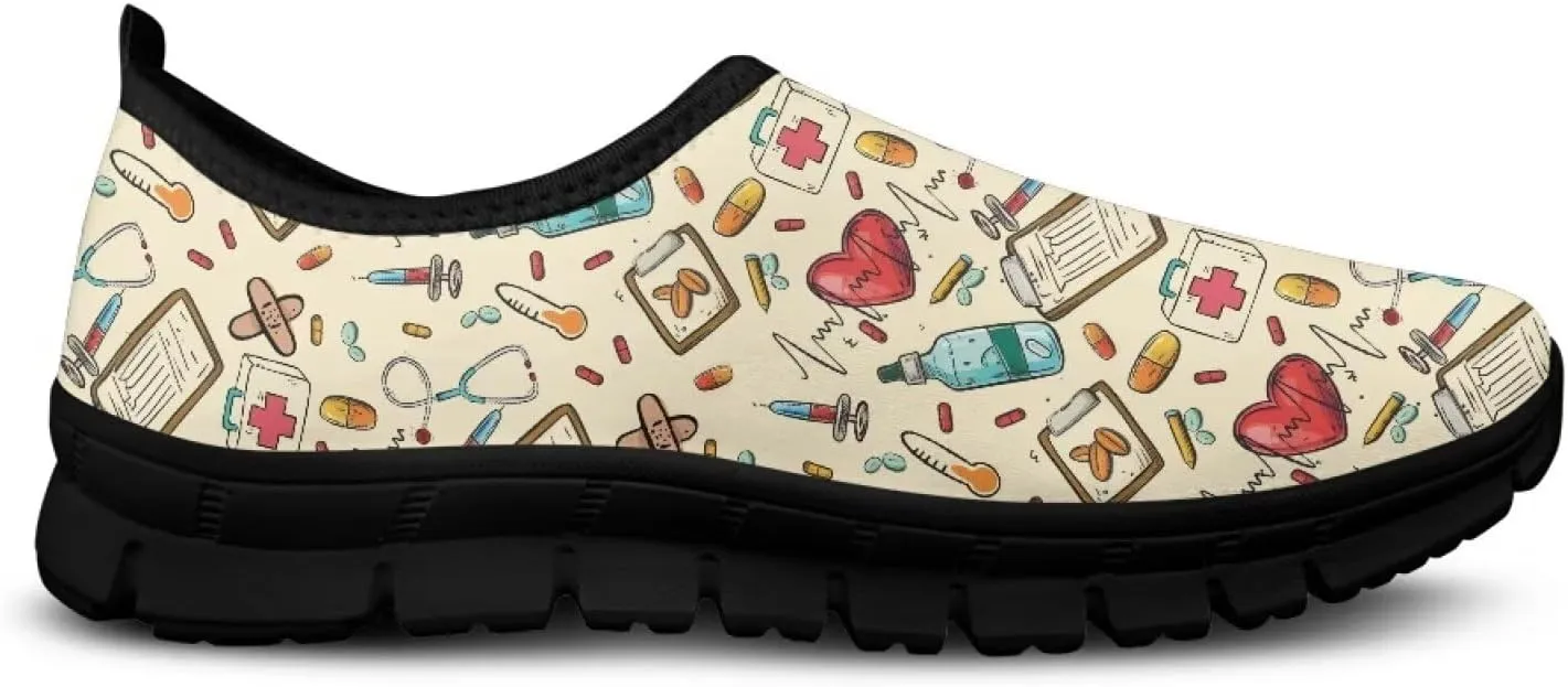 Women's Nurse Slip On Shoes Low-Cut Comfortable Casual Walking Flat Loafers Outdoor Non Slip Sports Running Sneakers
