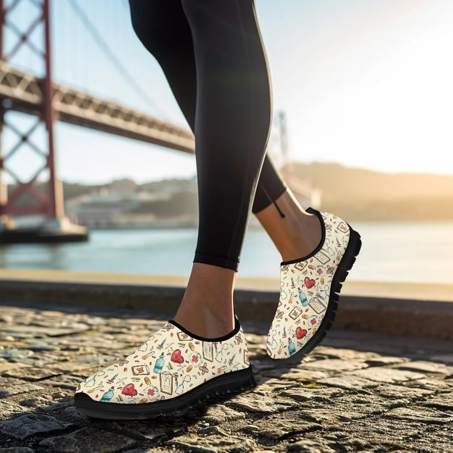 Women's Nurse Slip On Shoes Low-Cut Comfortable Casual Walking Flat Loafers Outdoor Non Slip Sports Running Sneakers