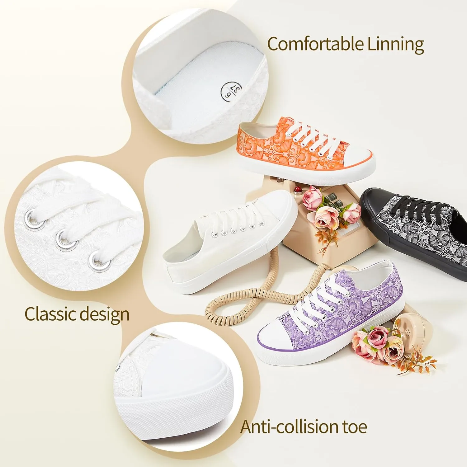 yageyan Womens White Tennis Shoes Low top Canvas Sneakers Women Fashion Shoes for Walking Casual Comfortable