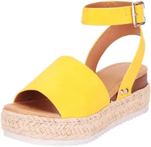 Yanzhenglip Orthopedic Wedge Sandals for Women Summer Dressy Open Toe Espadrilles Platform Sandals Ankle Strap Casual Wedges, Slip on Sandals Beach Sandals Comfortable Outdoor Shoes