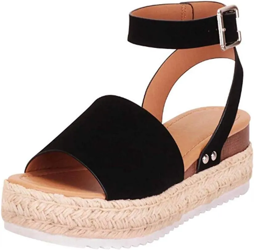 Yanzhenglip Orthopedic Wedge Sandals for Women Summer Dressy Open Toe Espadrilles Platform Sandals Ankle Strap Casual Wedges, Slip on Sandals Beach Sandals Comfortable Outdoor Shoes