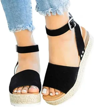 Yanzhenglip Orthopedic Wedge Sandals for Women Summer Dressy Open Toe Espadrilles Platform Sandals Ankle Strap Casual Wedges, Slip on Sandals Beach Sandals Comfortable Outdoor Shoes