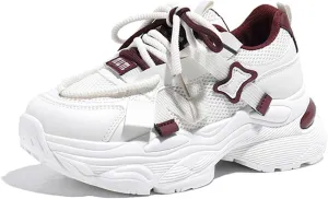 YAXE Women’s Platform Low Top Lace-up Chunky Walking Sneaker
