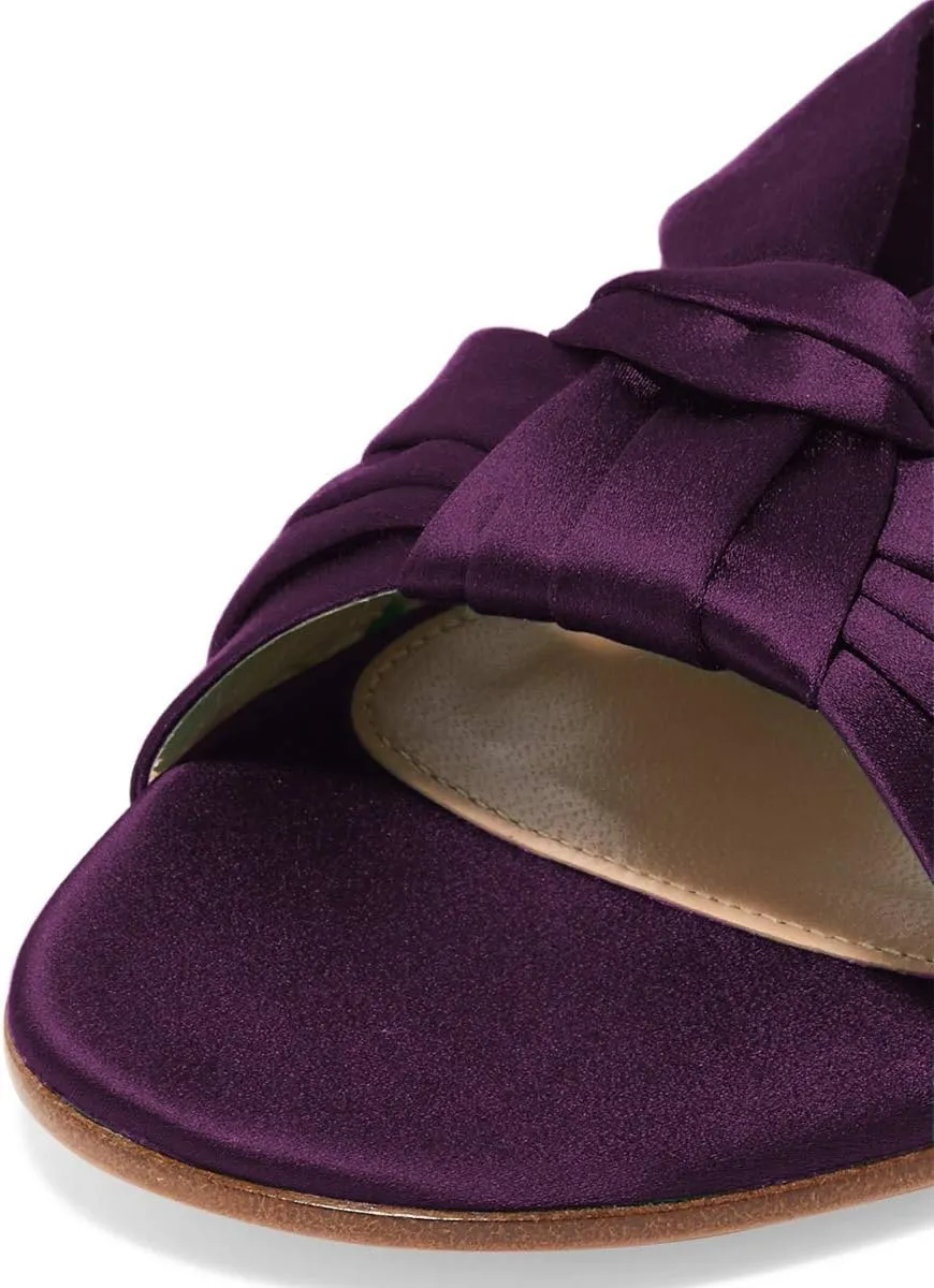 YDN Women Comfortable Cross Strap Satin Slide Sandals Low Heel Backless Slip On Summer Walking Flat Slippers