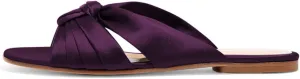 YDN Women Comfortable Cross Strap Satin Slide Sandals Low Heel Backless Slip On Summer Walking Flat Slippers