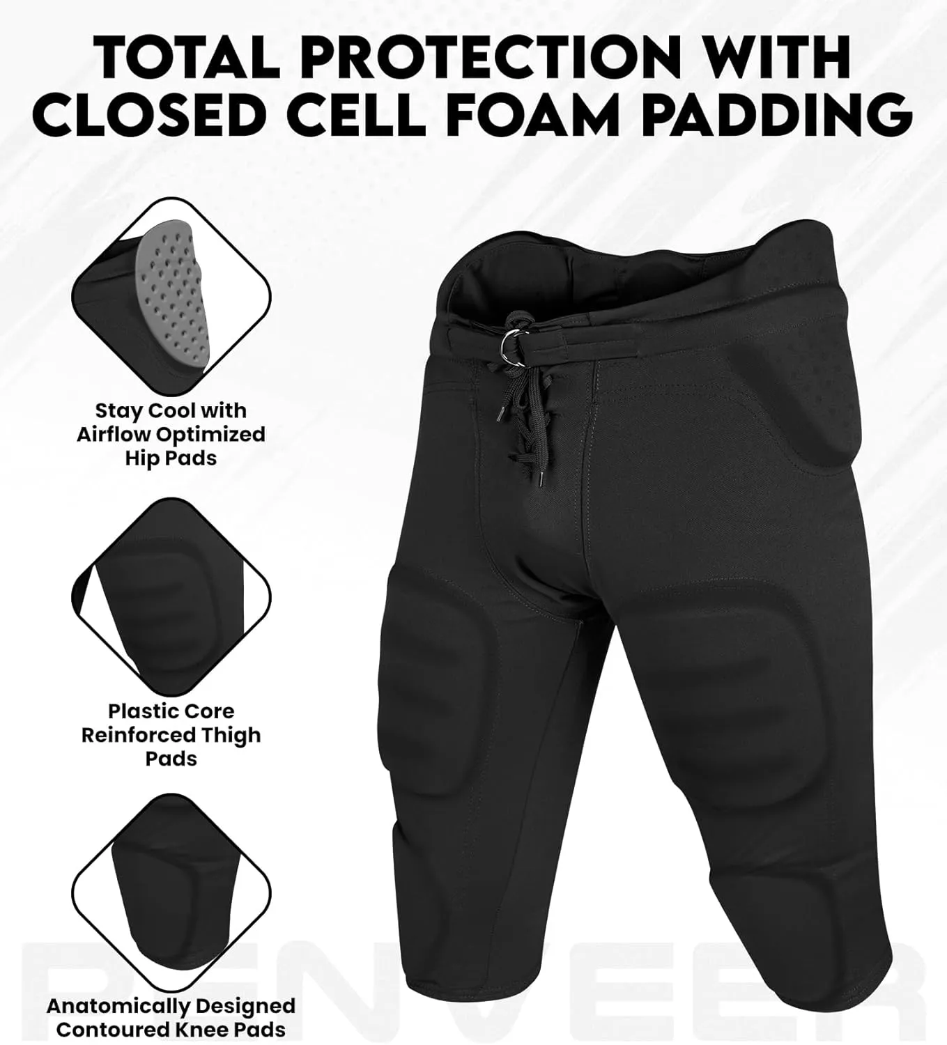 Youth Football Pants - Safety Integrated Comfortable Youth Football Practice Pants for Boys