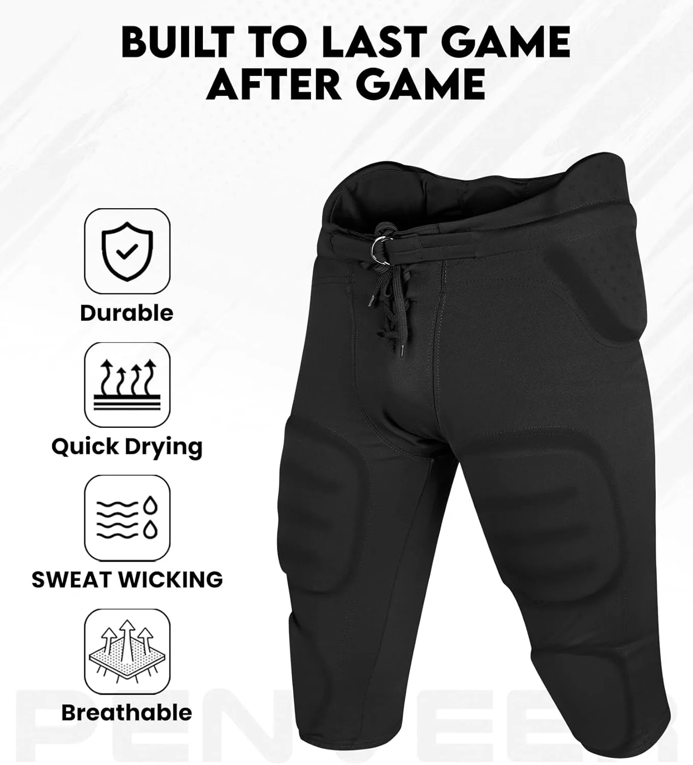 Youth Football Pants - Safety Integrated Comfortable Youth Football Practice Pants for Boys