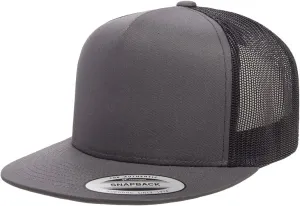 Yupoong 5-Panel YP Classic Trucker Cap | High Profile Flat Visor Snapback | OSFM | Bulk Packs Available