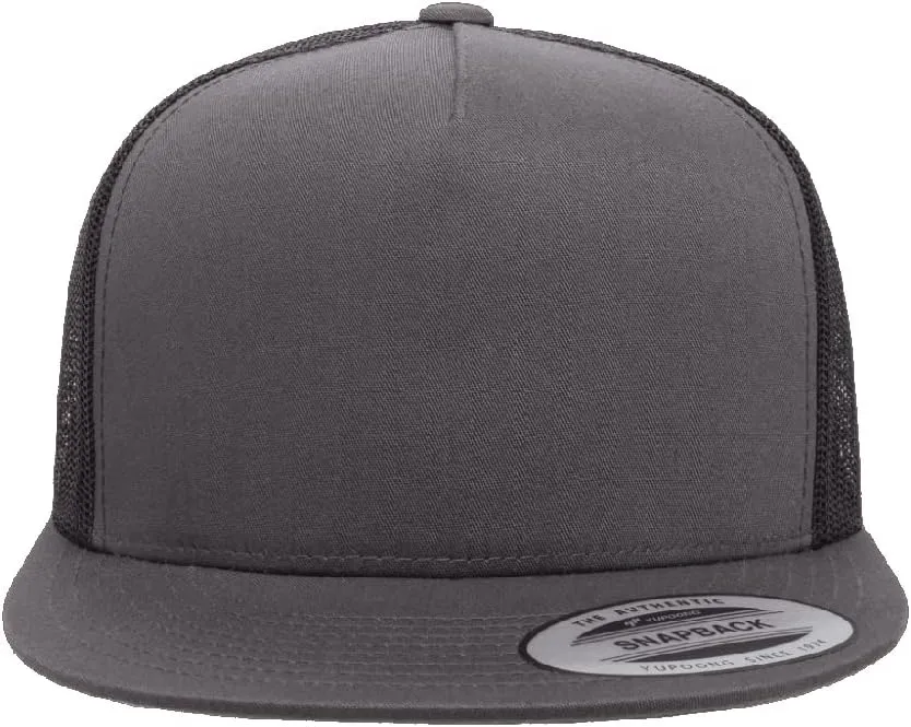 Yupoong 5-Panel YP Classic Trucker Cap | High Profile Flat Visor Snapback | OSFM | Bulk Packs Available